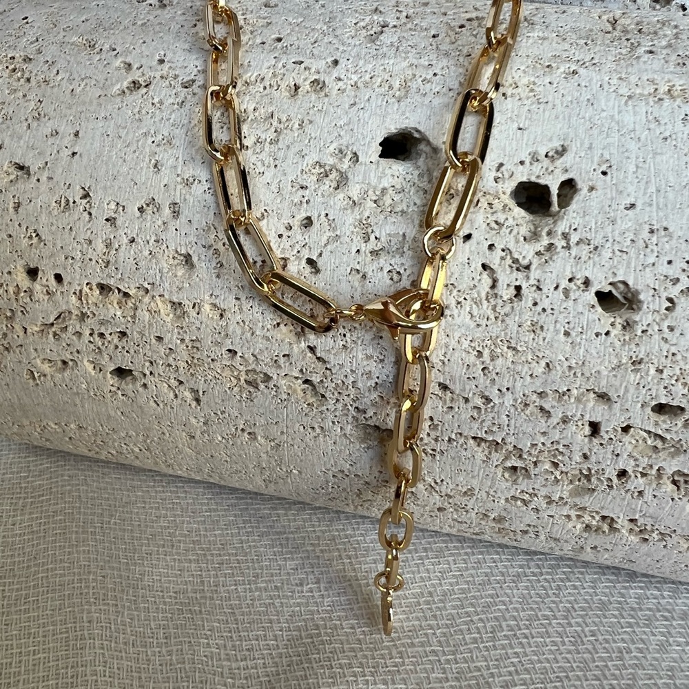 Gold and Pearl Pendant Paperclip Necklace 18in + 3in Layering Necklace NWT - Picture 6 of 8